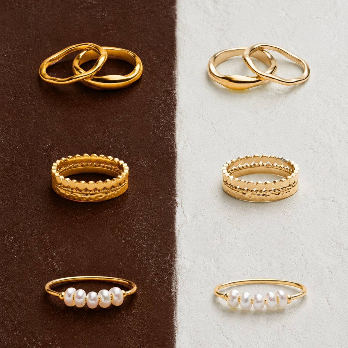 Bruce & Co Gemini – Two Sculpted Stacking Rings Set