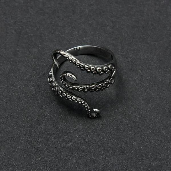 Bruce & Co Adjustable Octopus Tentacle Ring, Stainless Steel