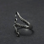 Bruce & Co Adjustable Octopus Tentacle Ring, Stainless Steel