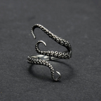 Bruce & Co Adjustable Octopus Tentacle Ring, Stainless Steel