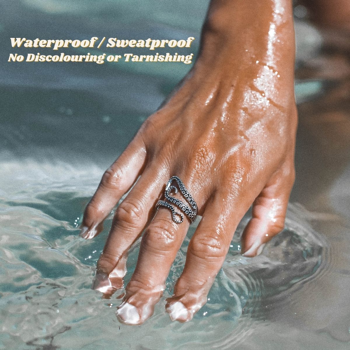 Adjustable Octopus Tentacle Ring, Stainless Steel