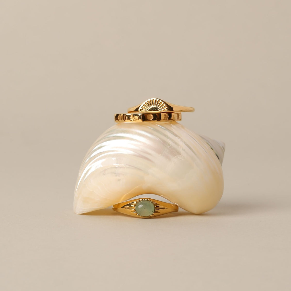 Bruce & Co Oasis – Green Jade Stone Ring, Steel
