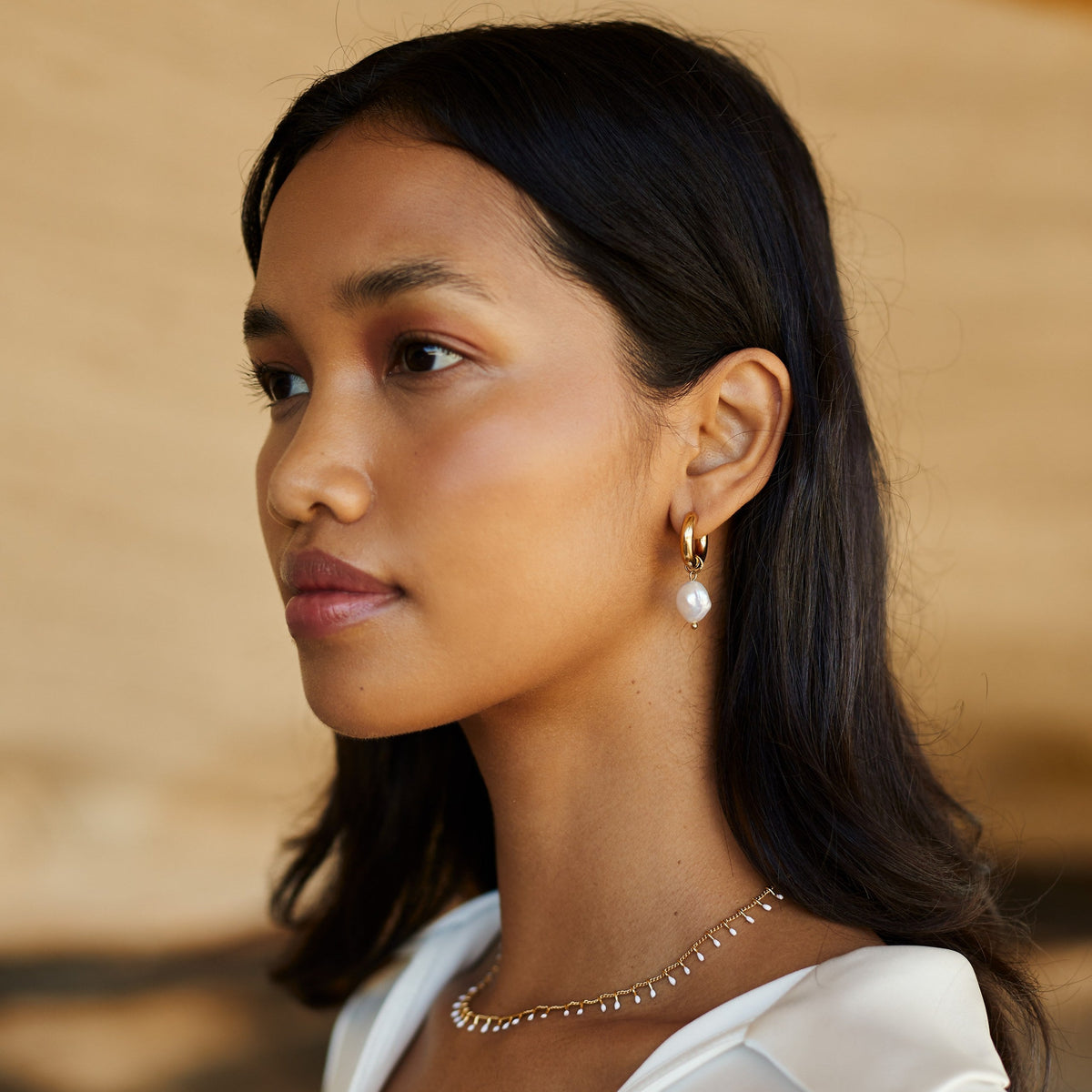 Bruce & Co Chunky Freshwater Pearl Hoop Earrings, 18 mm