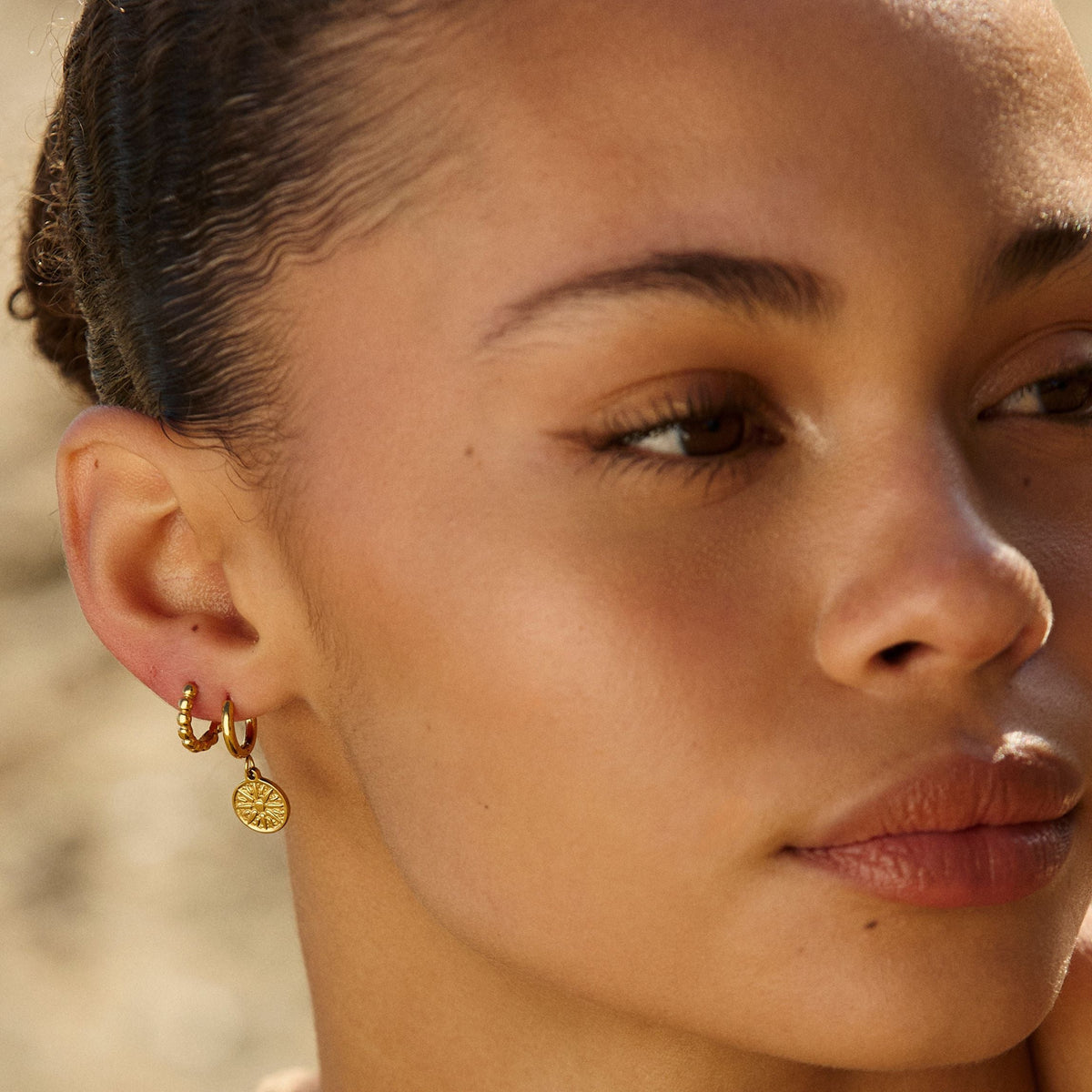 Bruce & Co Beaded Edge Hoop Earrings, 9 mm