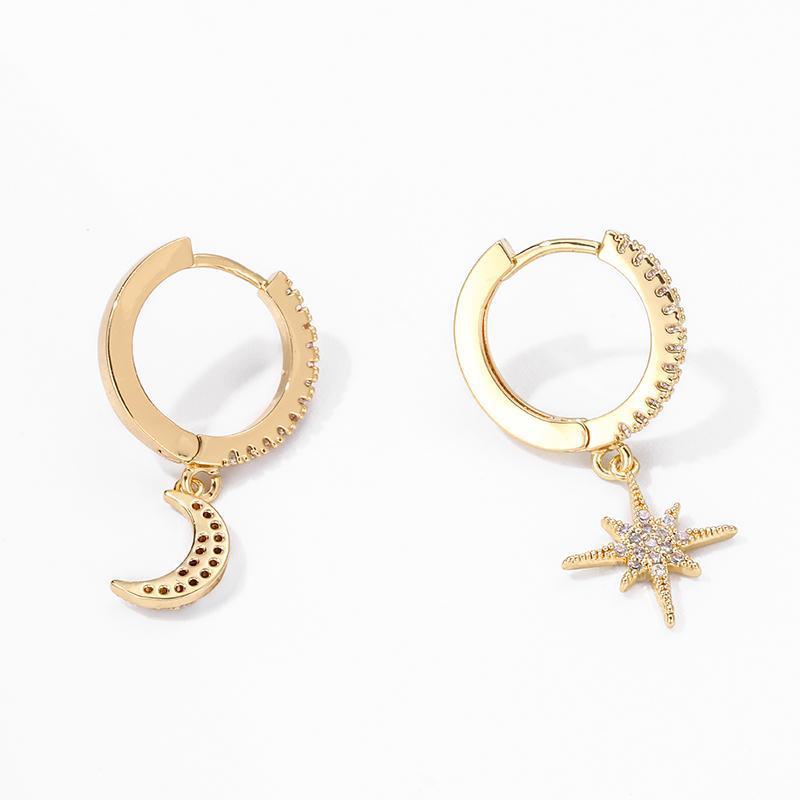 Bruce & Co Summer Night – Moon and Star CZ Hoop Earrings