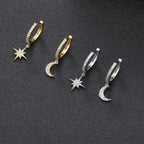 Bruce & Co Summer Night – Moon and Star CZ Hoop Earrings