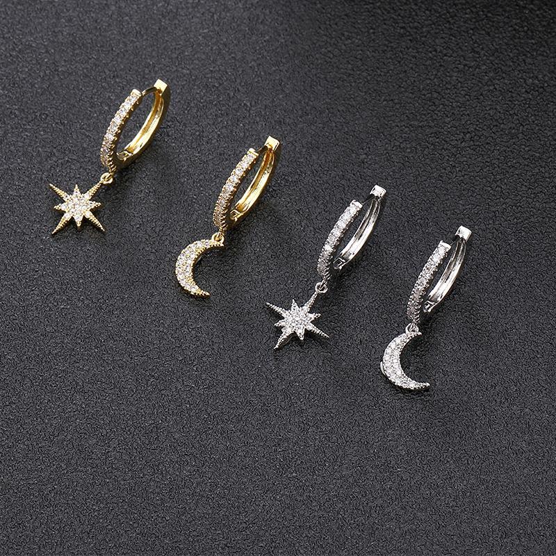 Bruce & Co Summer Night – Moon and Star CZ Hoop Earrings