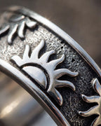 Bruce & Co Men’s Engraved Sun Adjustable Band Ring, Silver-Tone Copper