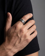 Bruce & Co Men’s Engraved Sun Adjustable Band Ring, Silver-Tone Copper