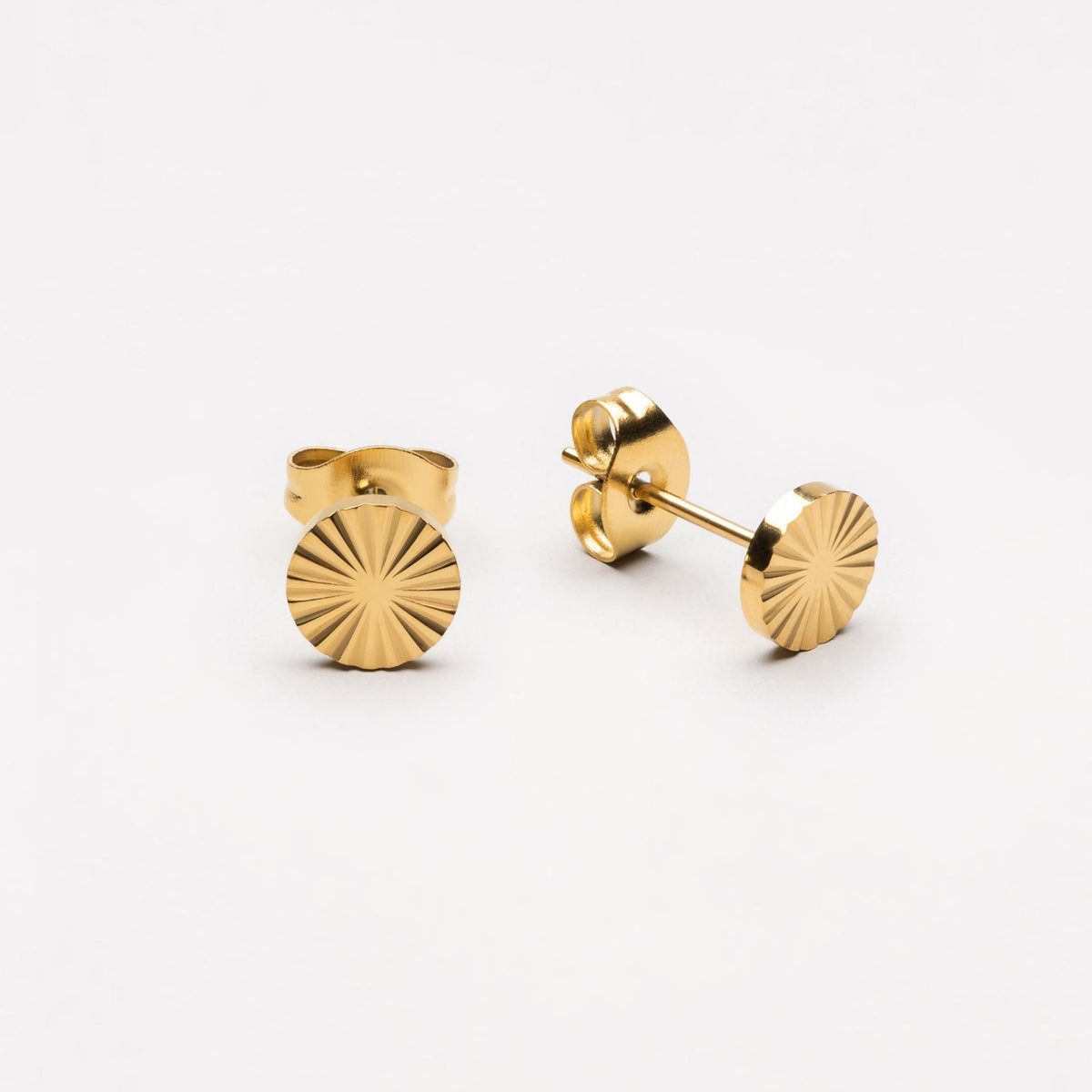 Bruce & Co Sun Stud Earrings, 6 mm, 18K Gold PVD Stainless Steel
