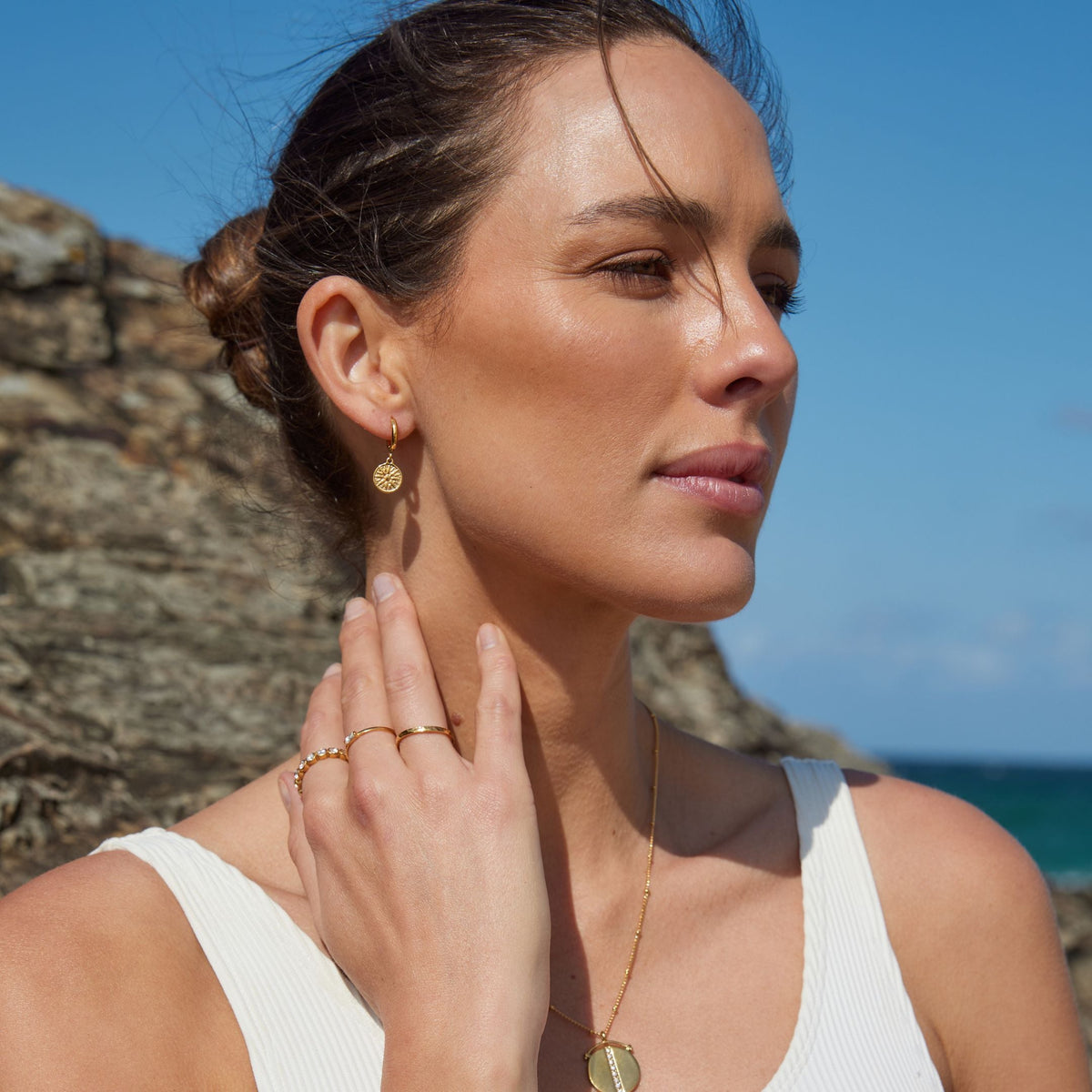 Bruce & Co Sun Disc Charm Hoop Earrings, 8 mm
