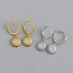 Bruce & Co Helios – Sunburst Zirconia Hoop Earrings, 925 Silver