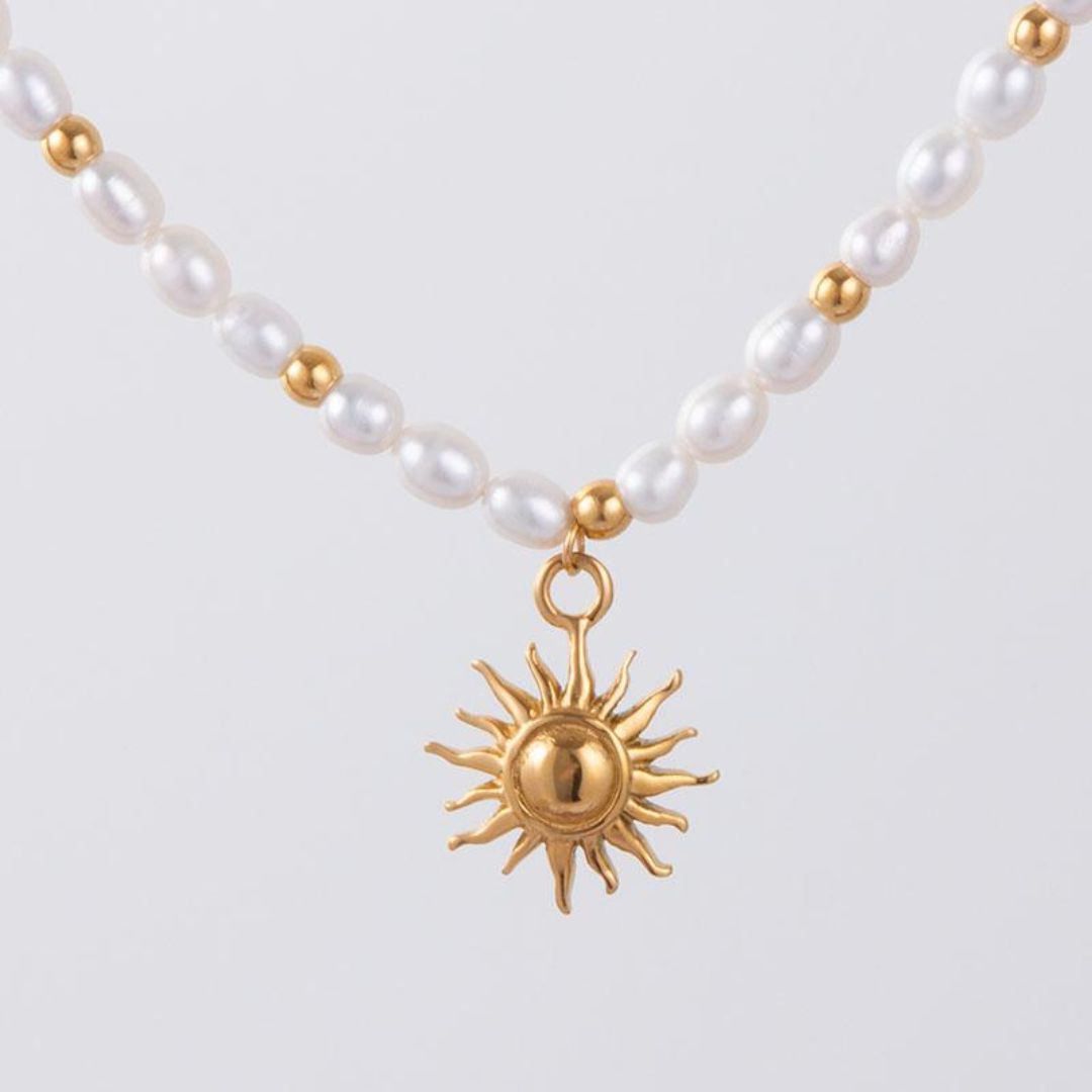 Bruce & Co Naoussa – Sun Charm Freshwater Pearl Necklace