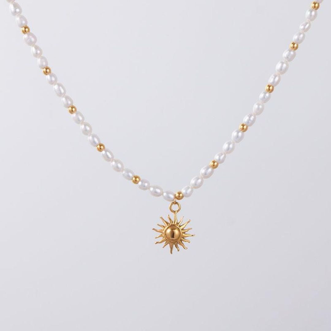 Bruce & Co Naoussa – Sun Charm Freshwater Pearl Necklace