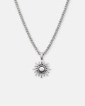 Bruce & Co Textured Sun Pendant Necklace, Stainless Steel