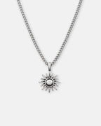 Bruce & Co Textured Sun Pendant Necklace, Stainless Steel