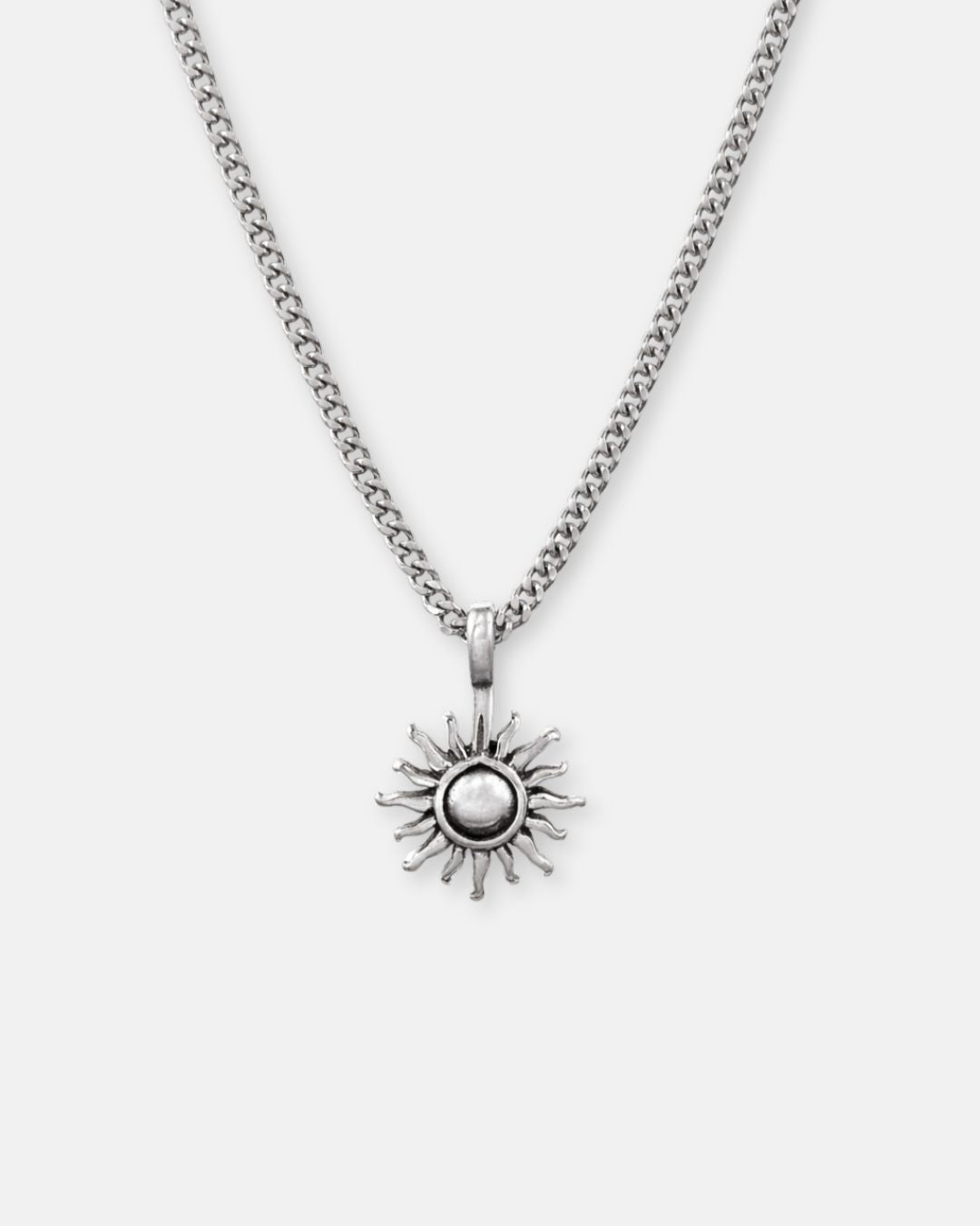 Bruce & Co Textured Sun Pendant Necklace, Stainless Steel