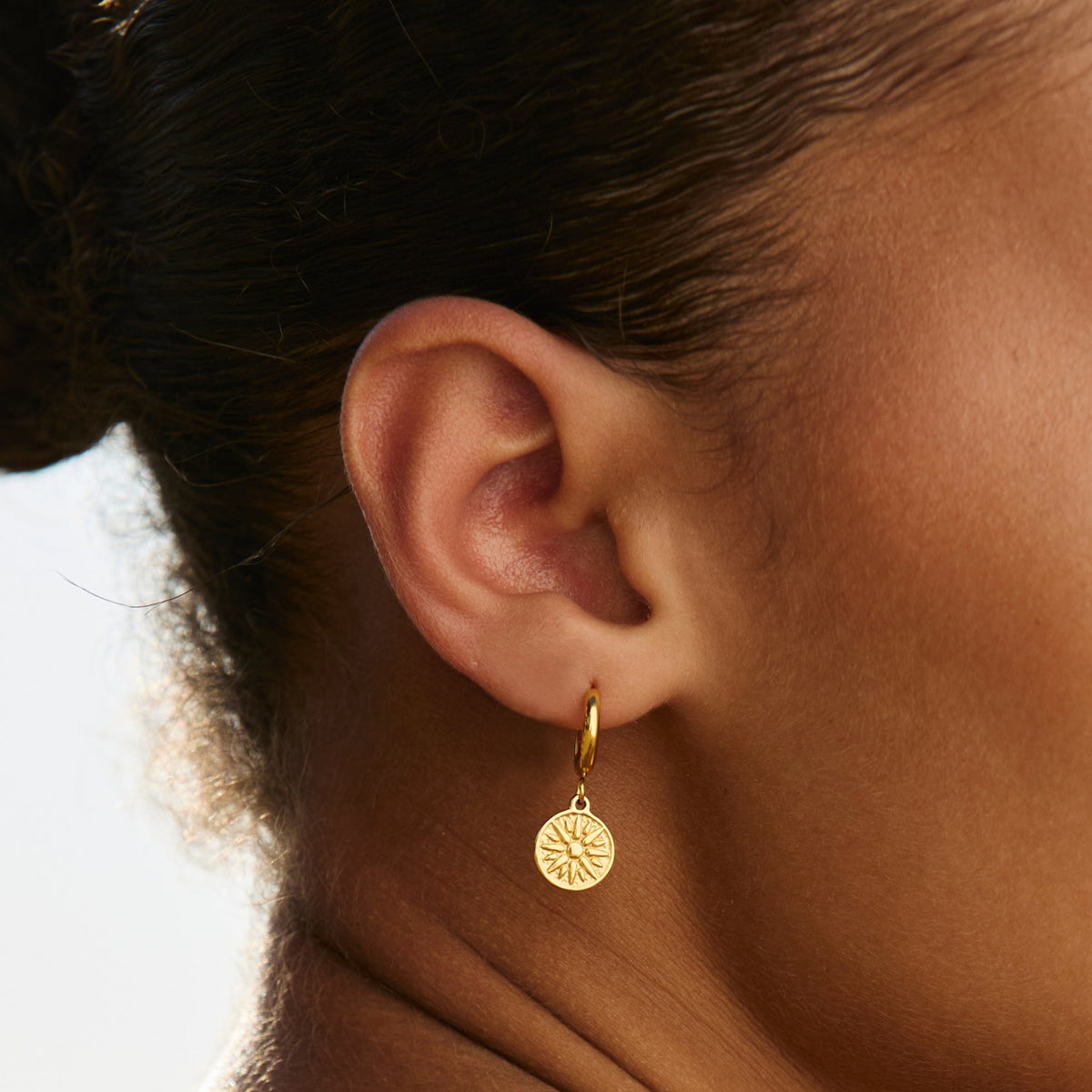 Bruce & Co Sun Disc Charm Hoop Earrings, 8 mm