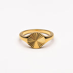 Bruce & Co Round Sunburst Signet Ring, Steel