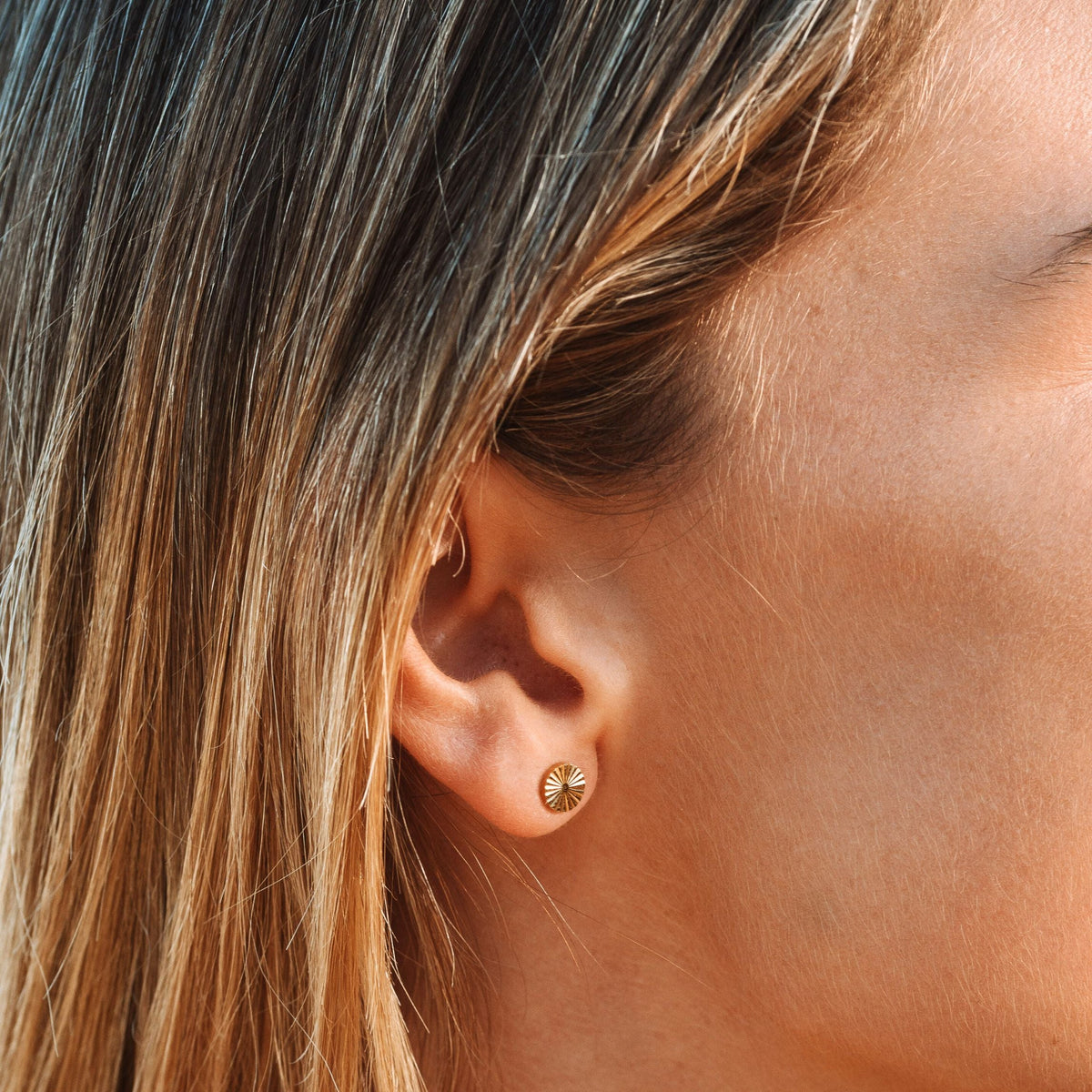 Bruce & Co Sun Stud Earrings, 6 mm, 18K Gold PVD Stainless Steel