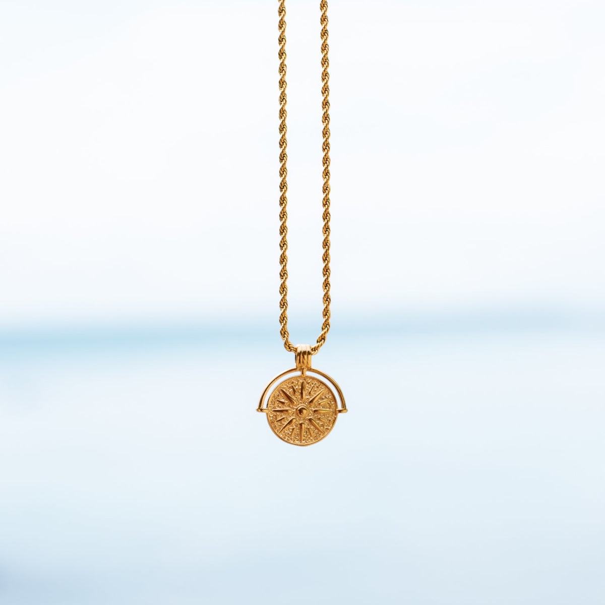 Bruce & Co Sun Coin Rope Chain Necklace, 21 mm