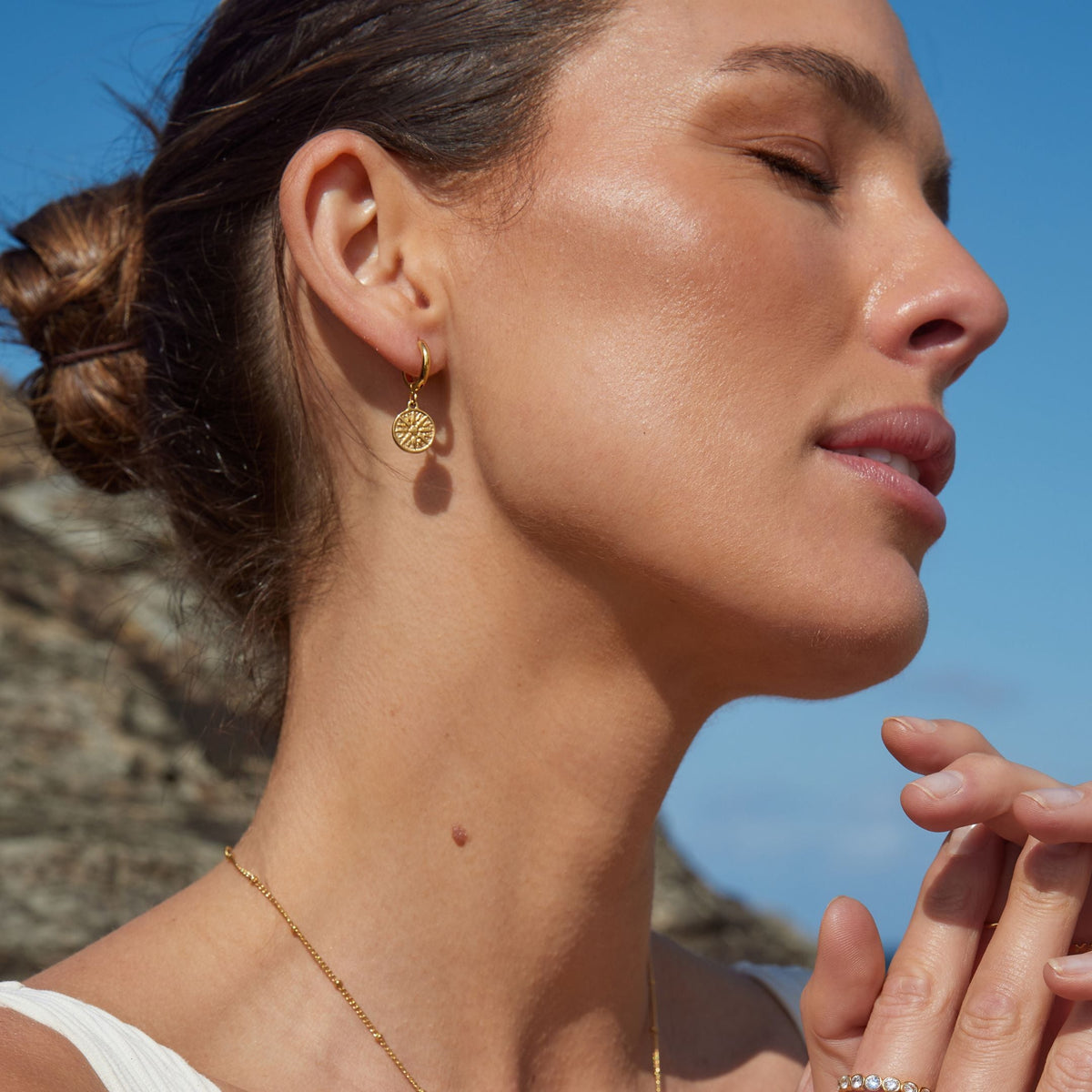 Bruce & Co Sun Disc Charm Hoop Earrings, 8 mm