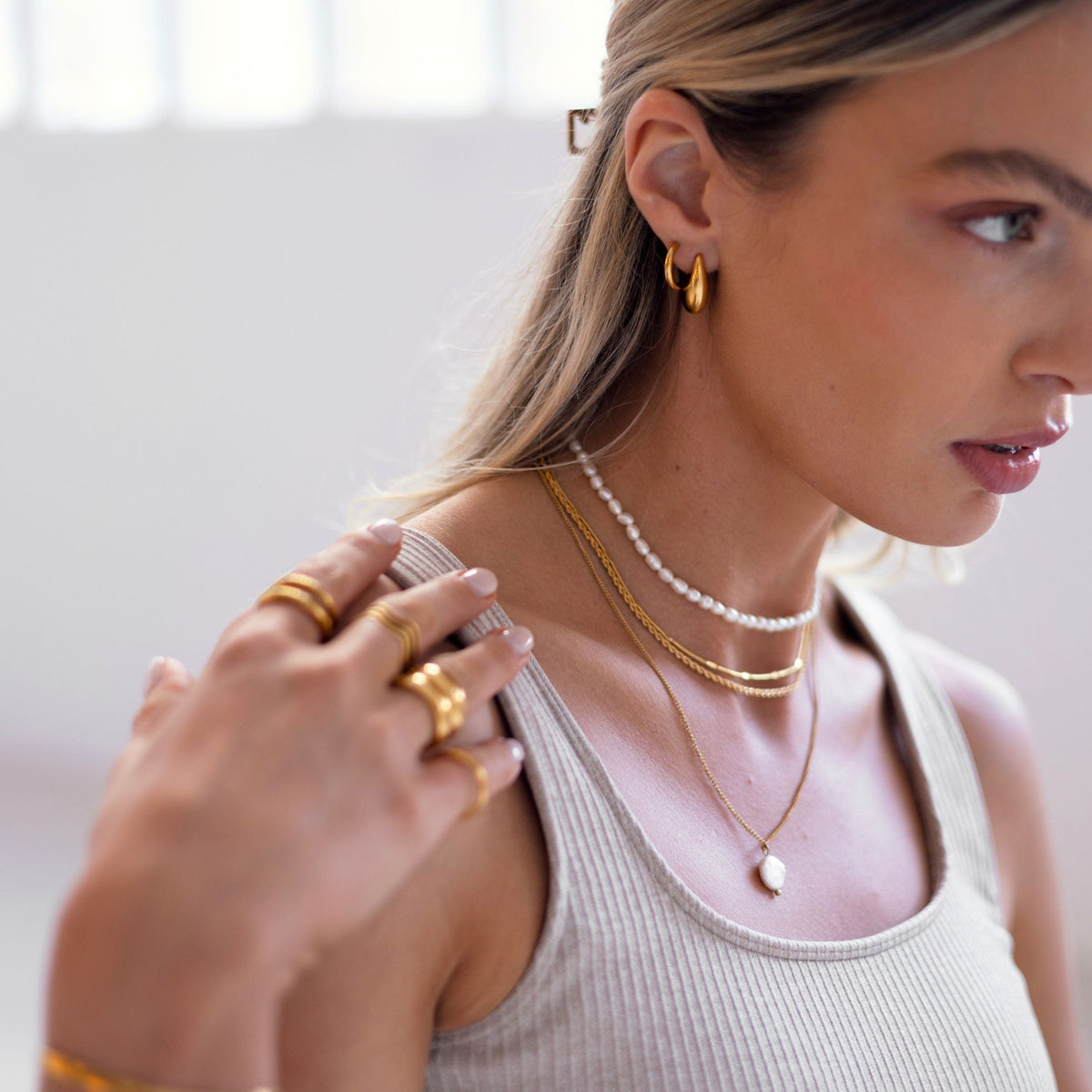 Bruce & Co Sculpted Teardrop Hoop Earrings, Gold-Tone
