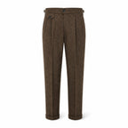 Tavedane chestnut herringbone side-adjuster trousers, front ghost mannequin view
