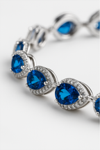 Bruce & Co Men’s Blue Zirconia Teardrop Bracelet, Silver-Plated