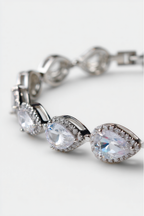 Bruce & Co Clear Zirconia Teardrop Bracelet, Silver-Tone