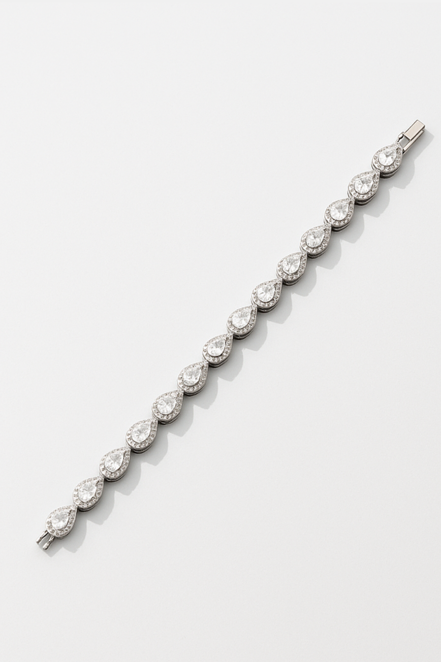 Bruce & Co Clear Zirconia Teardrop Bracelet, Silver-Tone