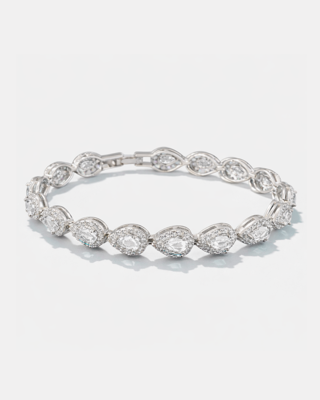 Bruce & Co Clear Zirconia Teardrop Bracelet, Silver-Tone