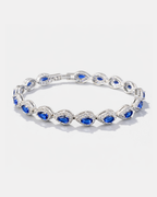 Bruce & Co Men’s Blue Zirconia Teardrop Bracelet, Silver-Plated