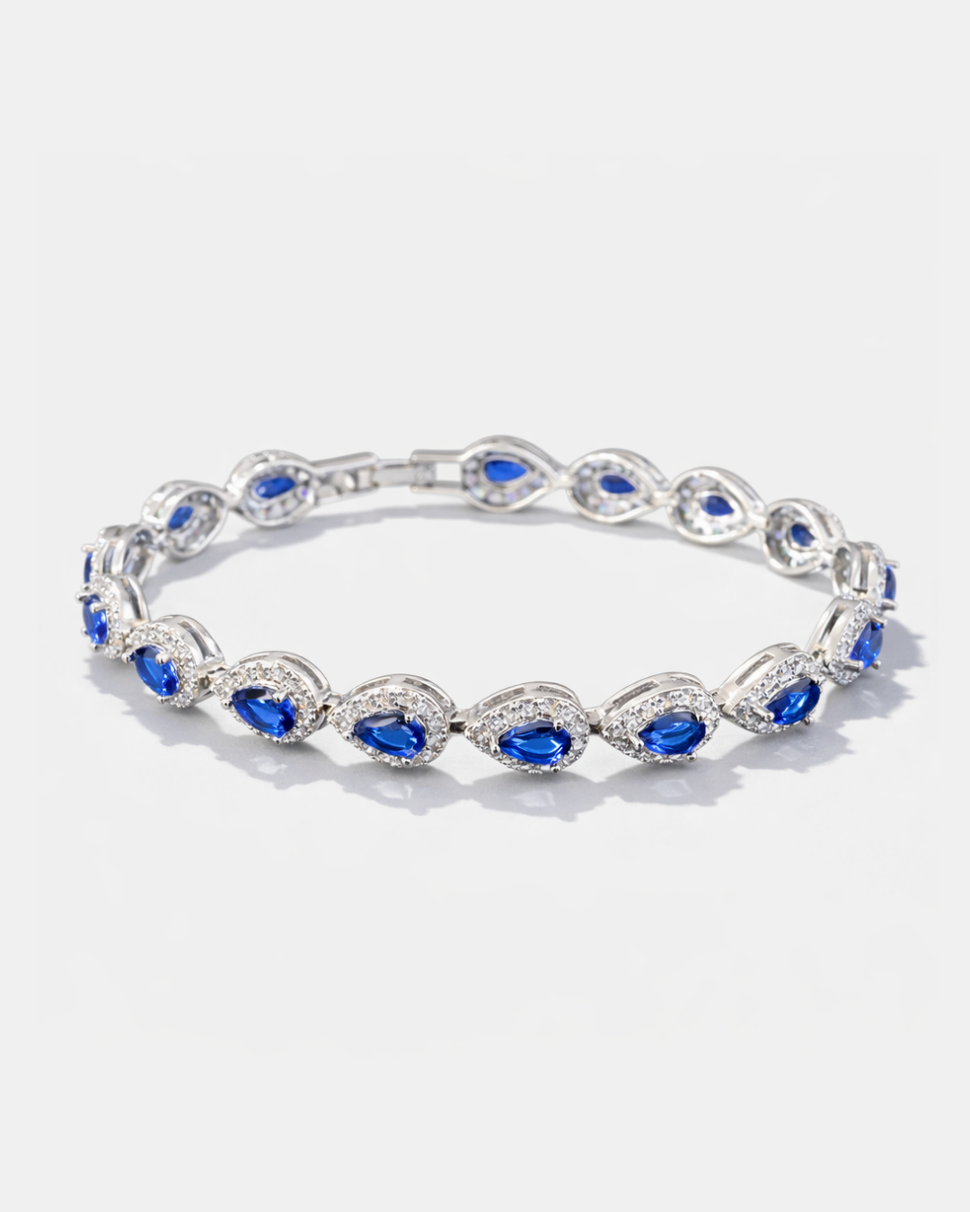 Bruce & Co Men’s Blue Zirconia Teardrop Bracelet, Silver-Plated