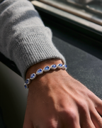 Bruce & Co Men’s Blue Zirconia Teardrop Bracelet, Silver-Plated