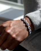 Bruce & Co Men’s Blue Zirconia Teardrop Bracelet, Silver-Plated
