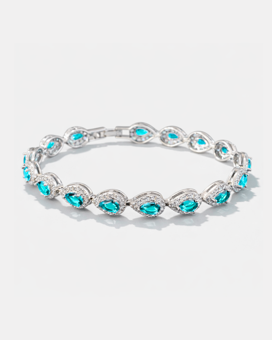Bruce & Co Turquoise-Color Zirconia Teardrop Bracelet, Silver-Tone