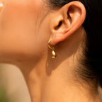 Bruce & Co Teardrop Charm Huggie Hoop Earrings, Steel