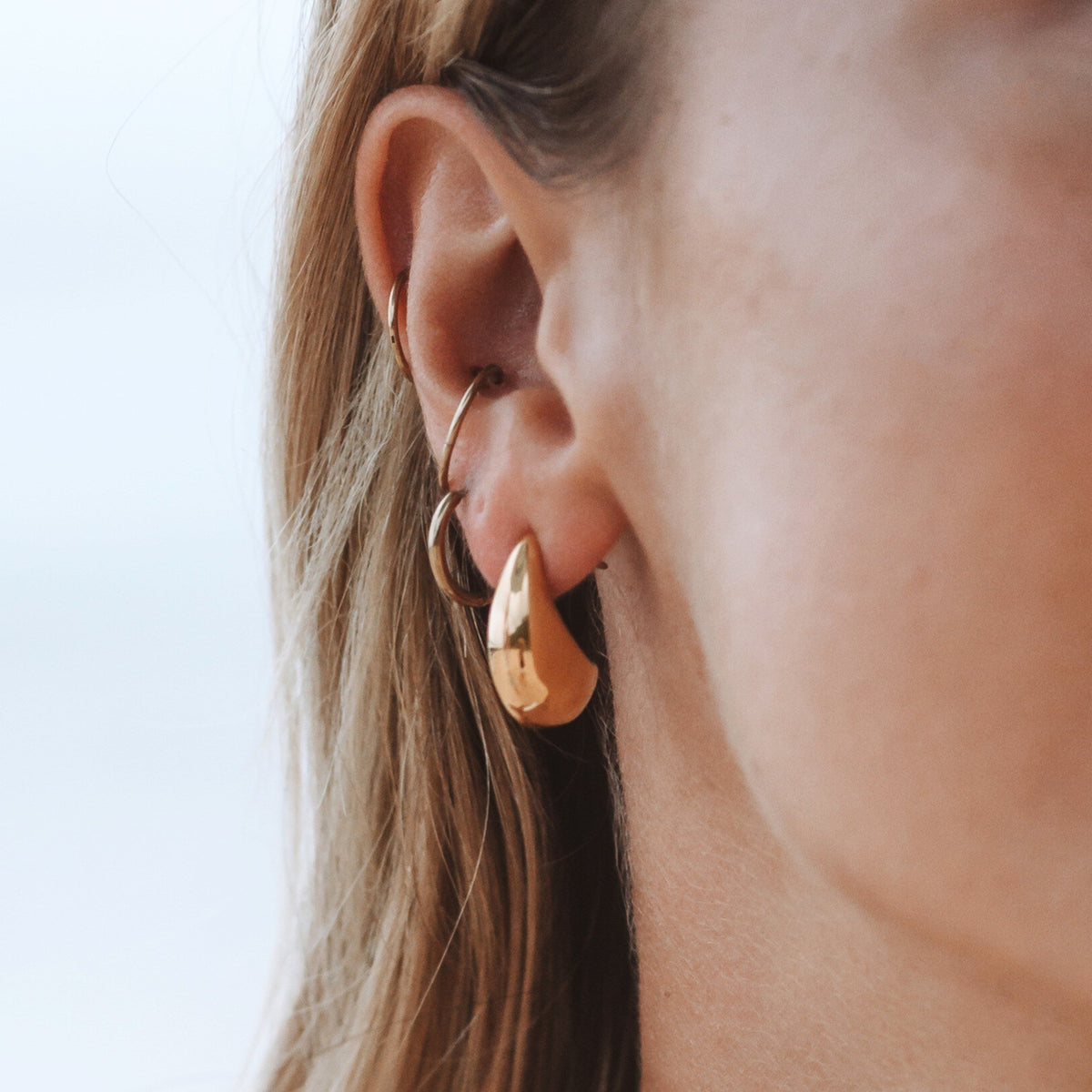 Bruce & Co Sculpted Teardrop Hoop Earrings, Gold-Tone