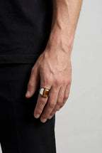 Bruce & Co Terra – Men’s Tiger's Eye Signet Ring, Stainless Steel