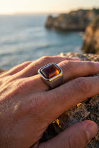 Bruce & Co Terra – Men’s Tiger's Eye Signet Ring, Stainless Steel