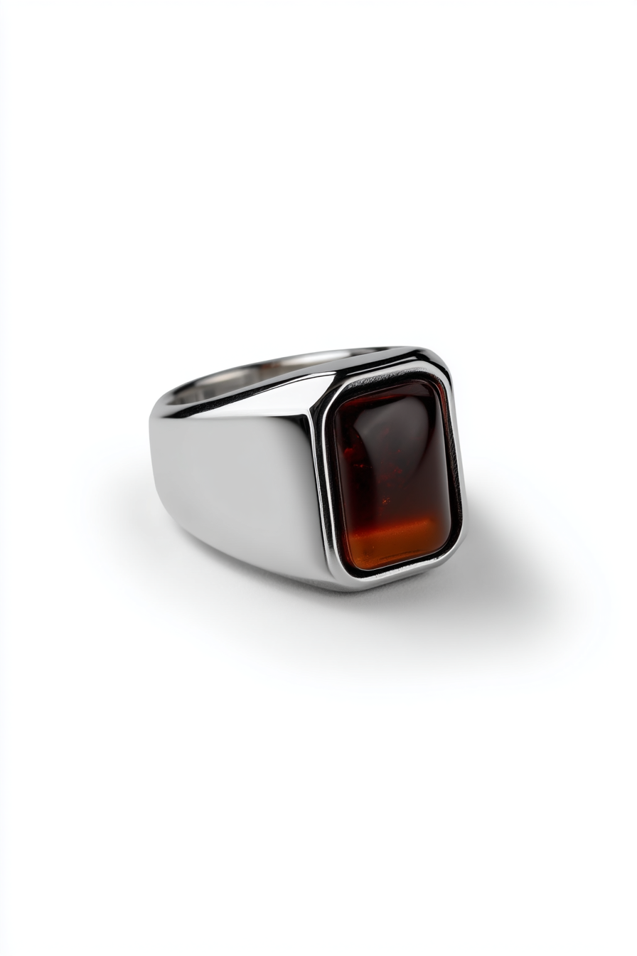 Bruce & Co Terra – Men’s Tiger's Eye Signet Ring, Stainless Steel