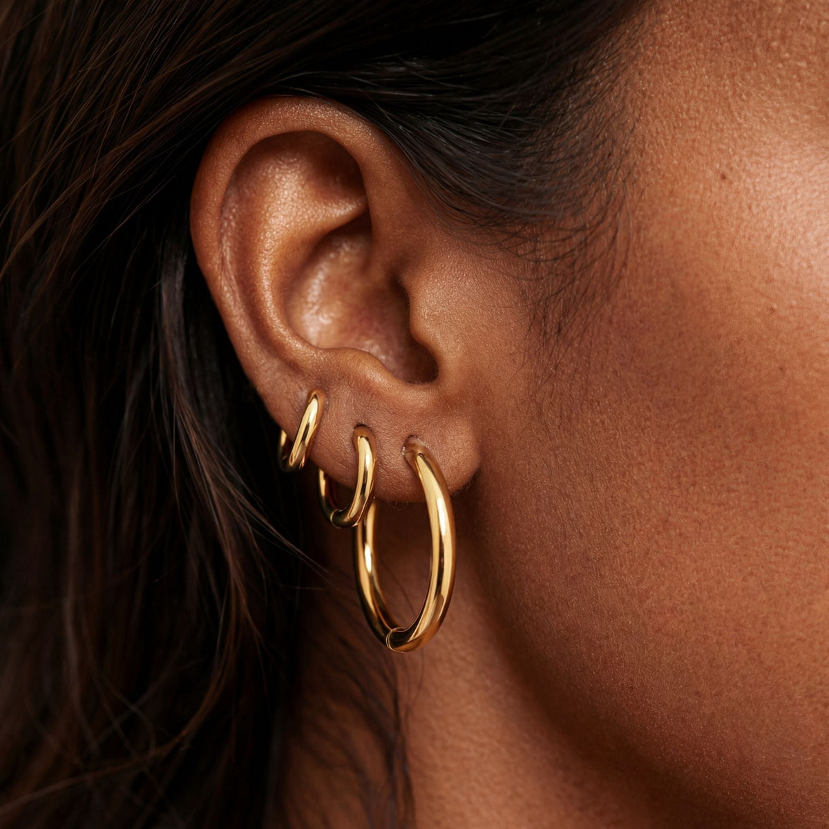 Bruce & Co Classic Thick Hoop Earrings, 14–36 mm, Steel