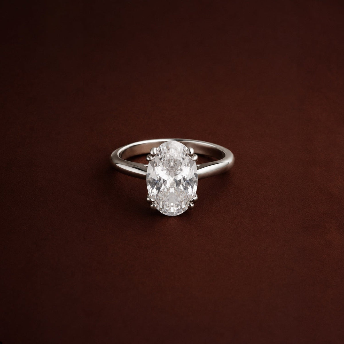 Bruce & Co Oval Zircon Solitaire Ring, Stainless Steel