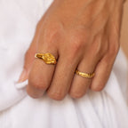 Bruce & Co Tide – Sculpted Wave Band Ring, 18K Gold PVD Steel