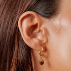 Bruce & Co Oval Tiger Eye Drop Huggie Hoop Earrings