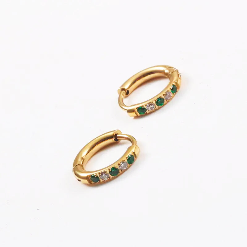 Bruce & Co Oasis – Green Crystal Hoop Earrings, 12 mm