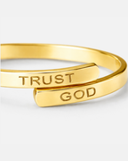 Bruce & Co Men’s Trust God Engraved Ring, 14K Gold-Plated Steel, Adjustable