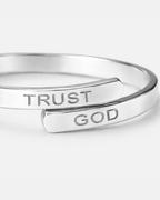 Bruce & Co Men’s Trust God Engraved Ring, Silver-Plated Steel, Adjustable
