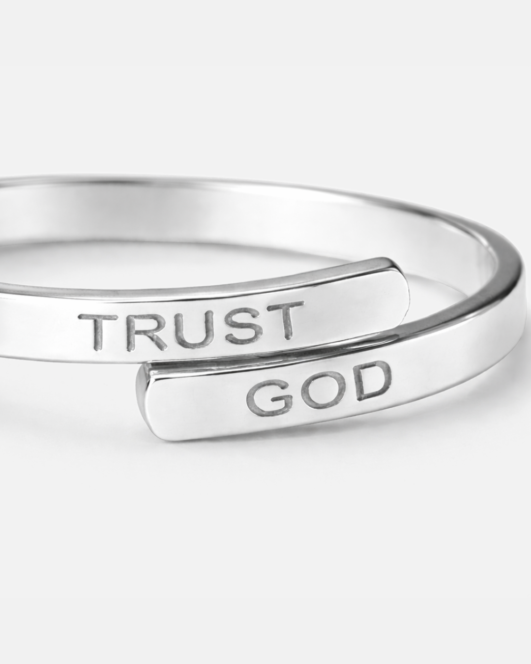 Bruce & Co Men’s Trust God Engraved Ring, Silver-Plated Steel, Adjustable